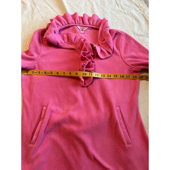 Lilly Pulitzer womens Pink Ruffle Quarter Zip Fleece Pullover Size S - Picture 8 of 9